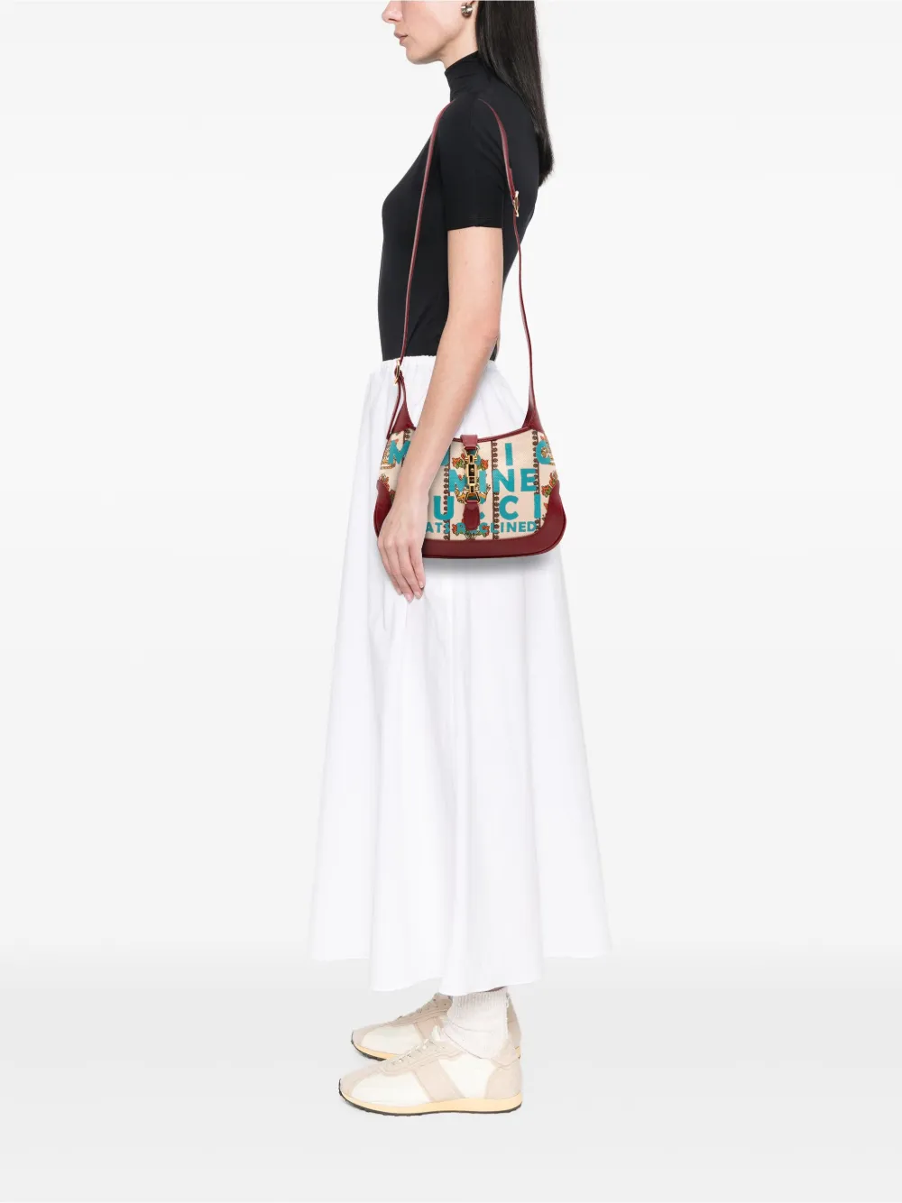 Pre-owned Gucci 2016-2025 Small Canvas 100 Centennial Music Jackie 1961 Crossbody Bag In Brown