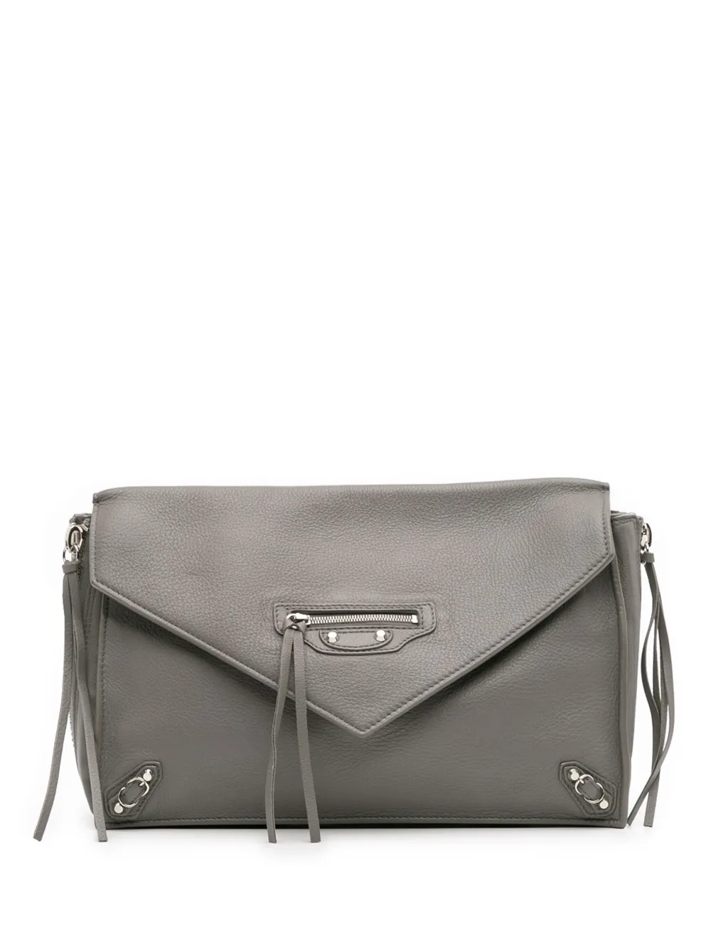 Balenciaga Pre-Owned 2016 レザー ペーパー サイト ジップアラウンド クラッチバッグ - グレー Balenciaga Pre-Owned 2016 レザー ペーパー サイト ジップアラウンド クラッチバッグ - グレー