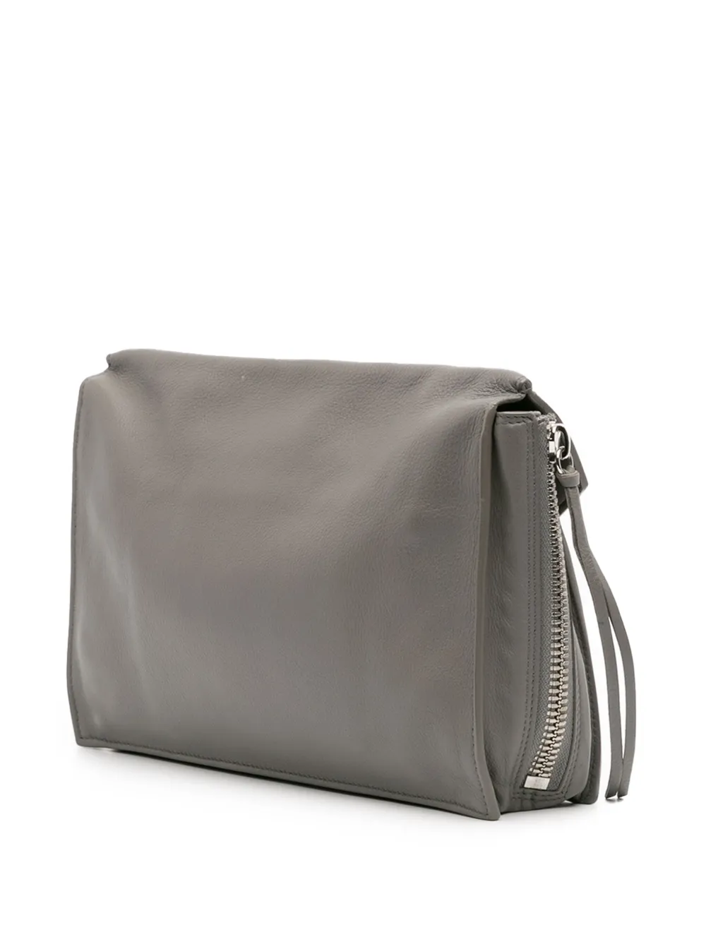 Pre-owned Balenciaga 2016 Leather Papier Sight Zip Around Clutch Bag In Gray