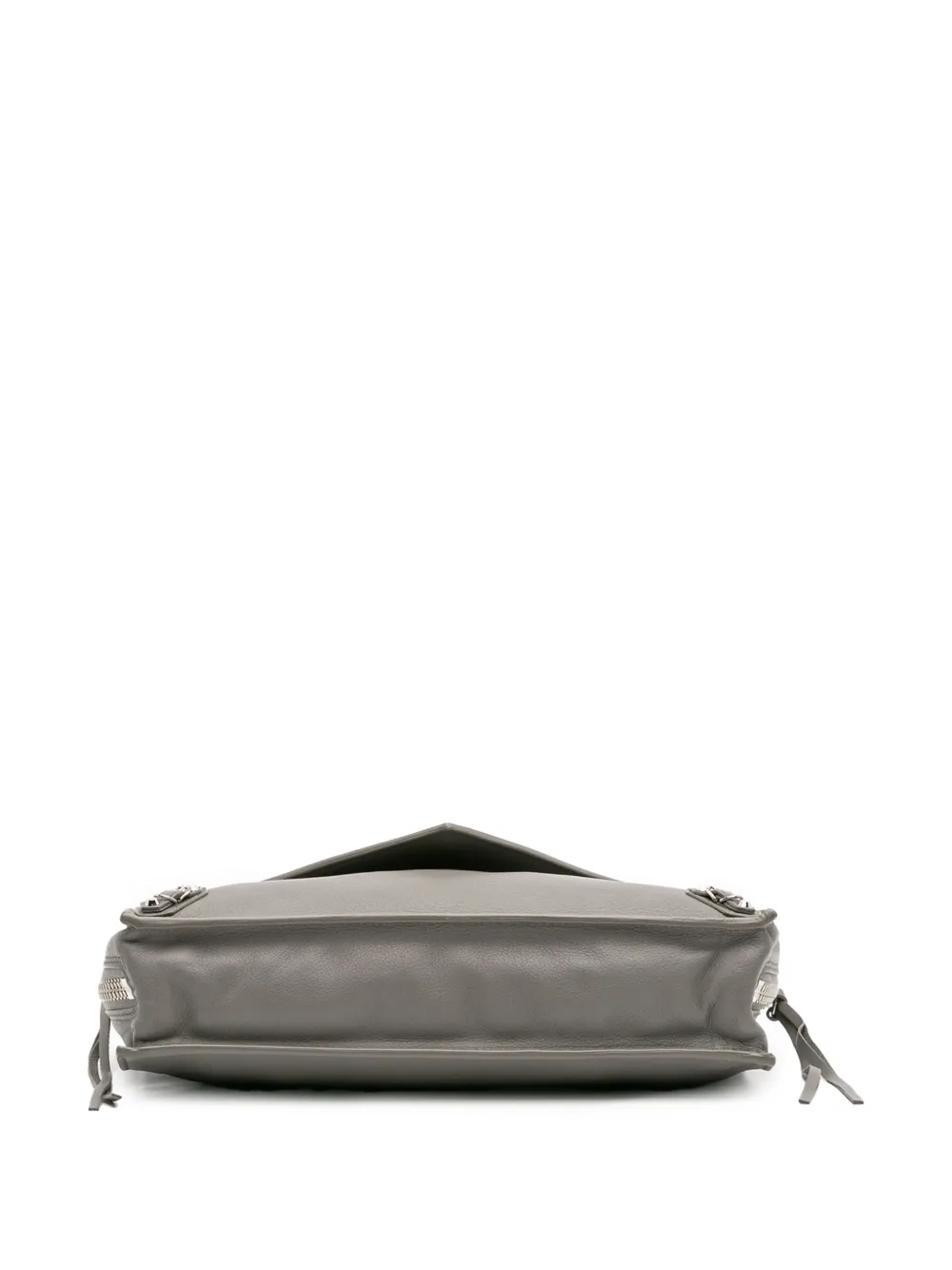 Pre-owned Balenciaga 2016 Leather Papier Sight Zip Around Clutch Bag In Gray