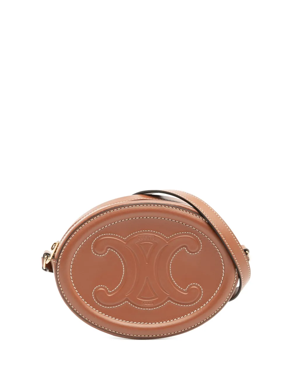 Celine Pre-Owned 2021 スモール カーフスキン キュイル トリオンフ オーバル ショルダーバッグ - ブラウン Celine Pre-Owned 2021 スモール カーフスキン キュイル トリオンフ オーバル ショルダーバッグ - ブラウン