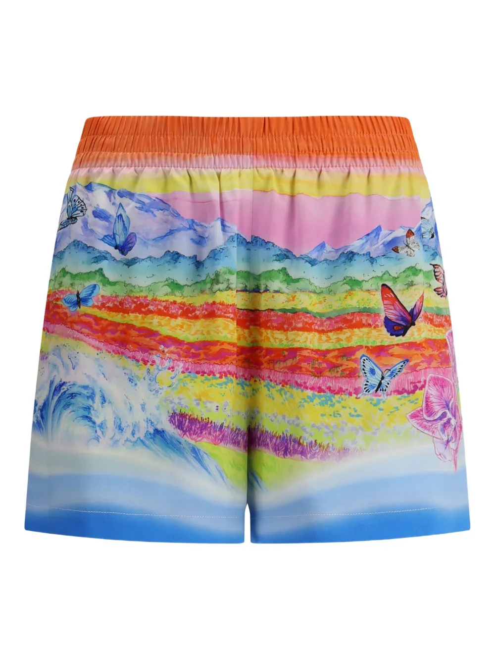 Casablanca landscape-print silk shorts | Blue | Image 1