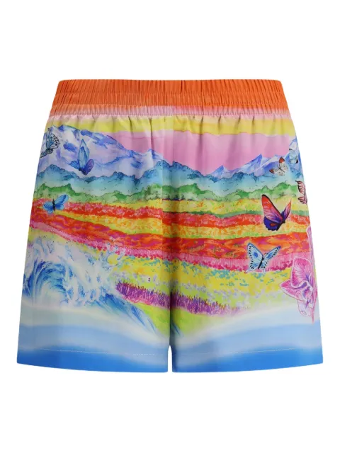 Casablanca landscape-print silk shorts