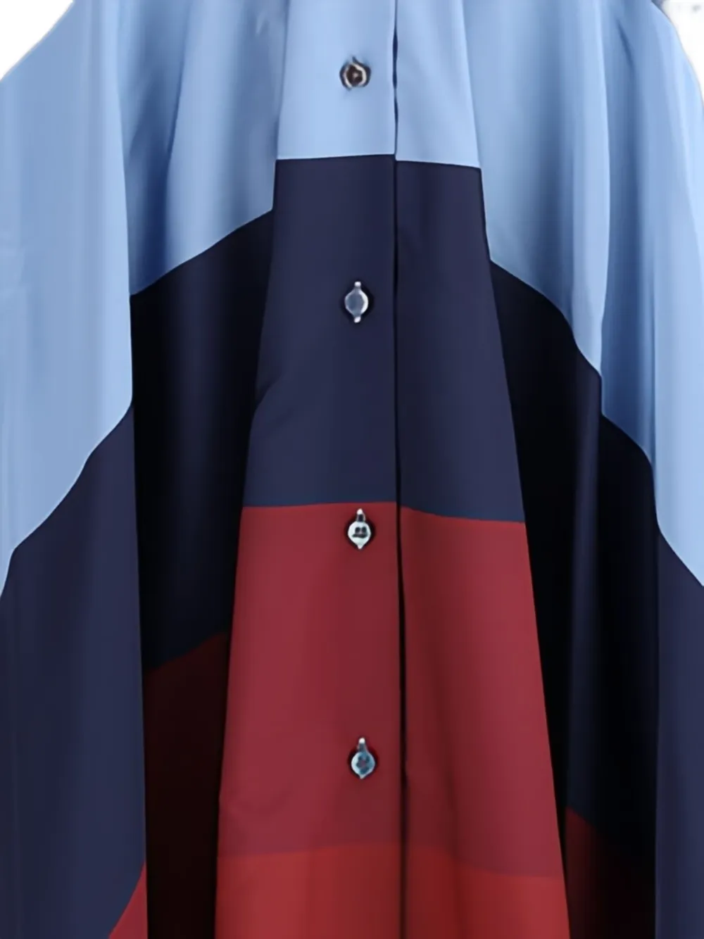 Sara Roka Flared blousejurk met vlakken Blauw