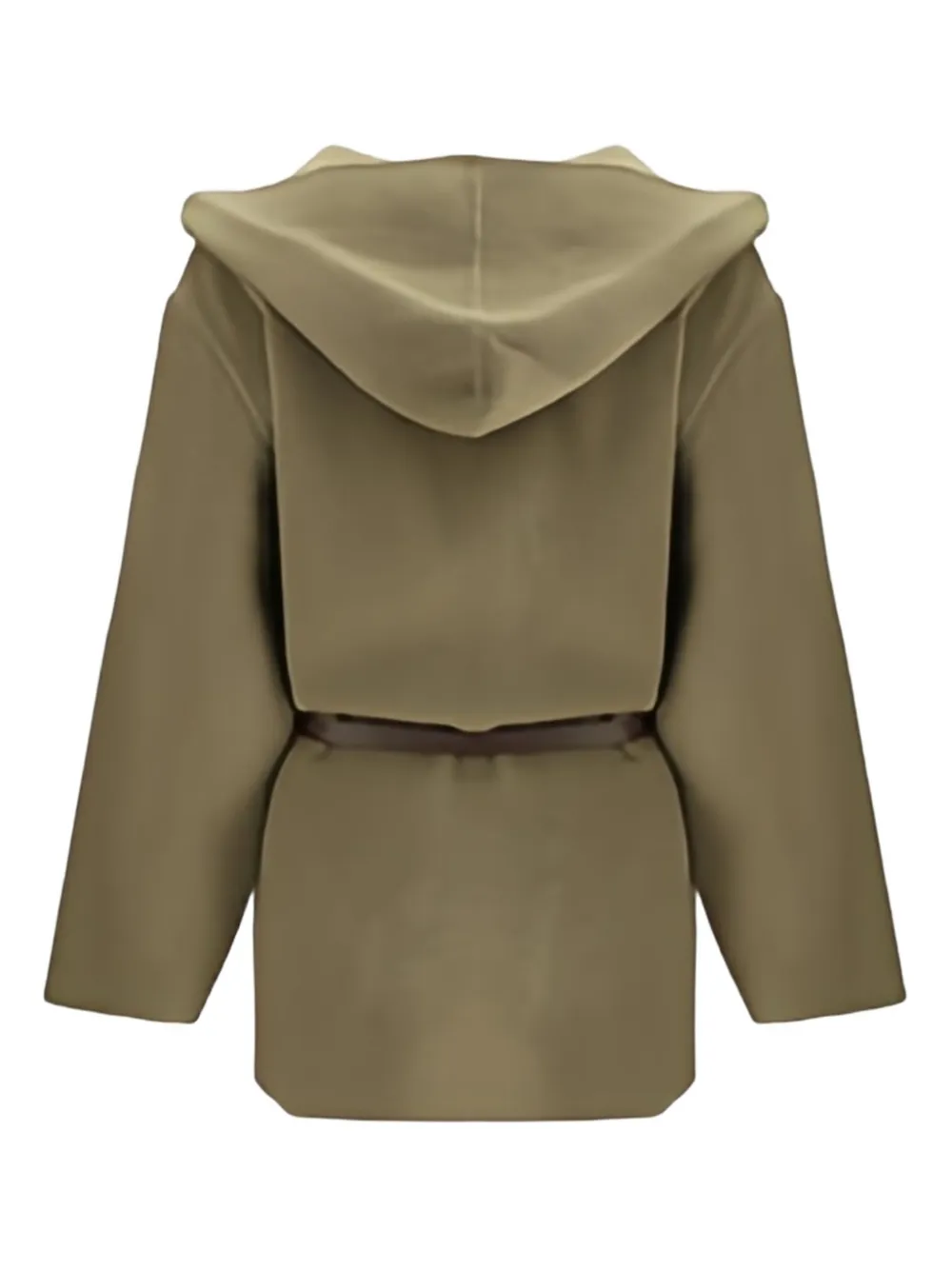 Jacob Cohen Hooded Wool Double-cloth Belted Pea Coat In Green