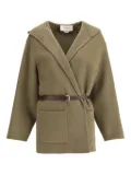 Jacob Cohën hooded wool double-cloth belted pea coat - Green