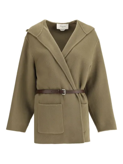 Jacob Cohën  hooded wool double-cloth belted pea coat