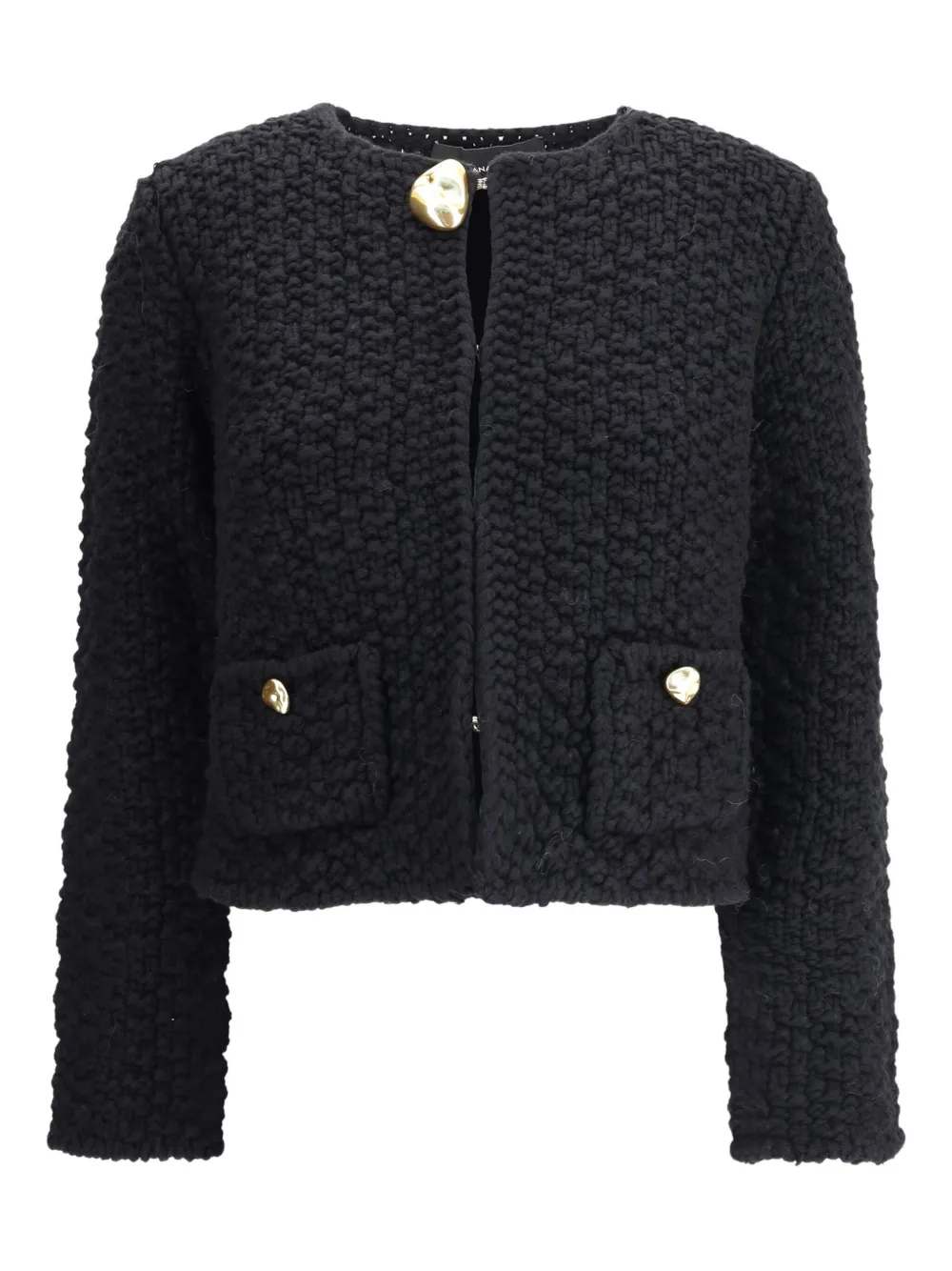 Fabiana Filippi bouclé-texture crew-neck jacket | Black | Image 1