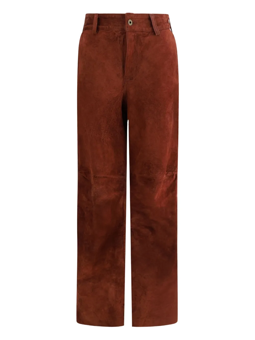 Salvatore Santoro Leather Buttoned Straight Trousers In Brown