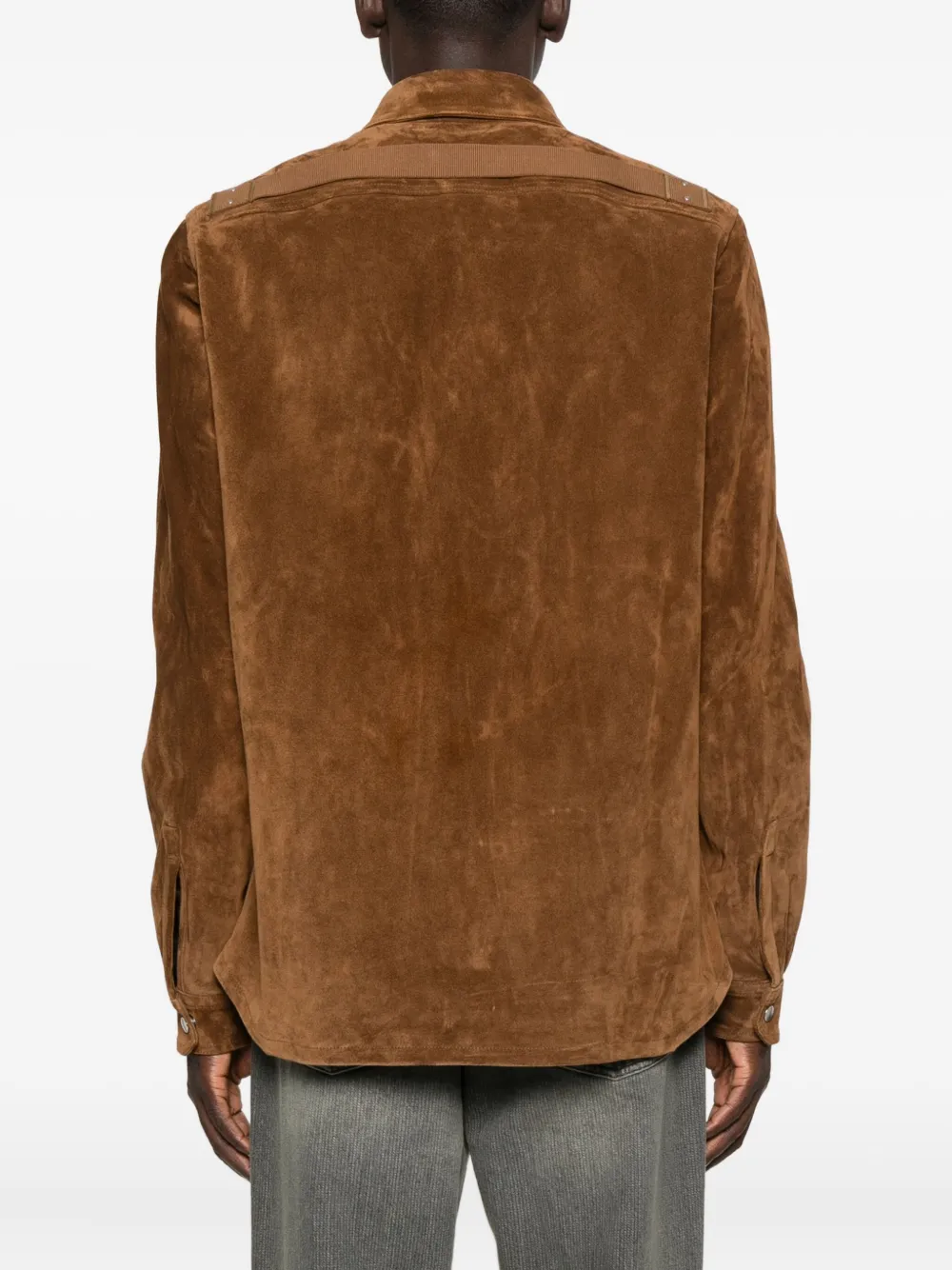 Rick Owens Suède shirtjack Bruin