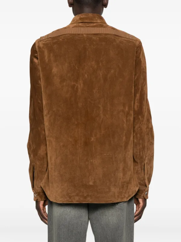 Rick Owens スエード シャツジャケット | ブラウン | FARFETCH JP