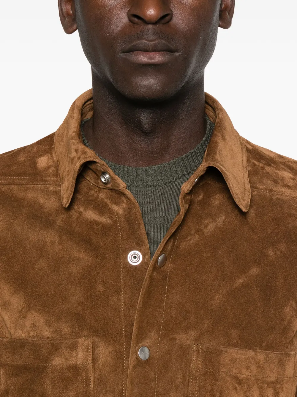 Rick Owens Suède shirtjack Bruin