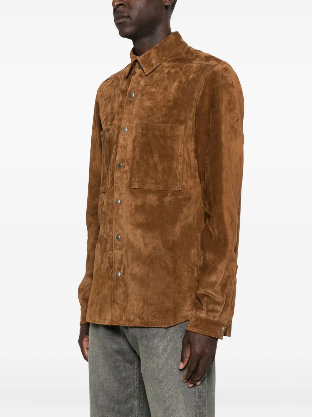Rick Owens Suède shirtjack Bruin