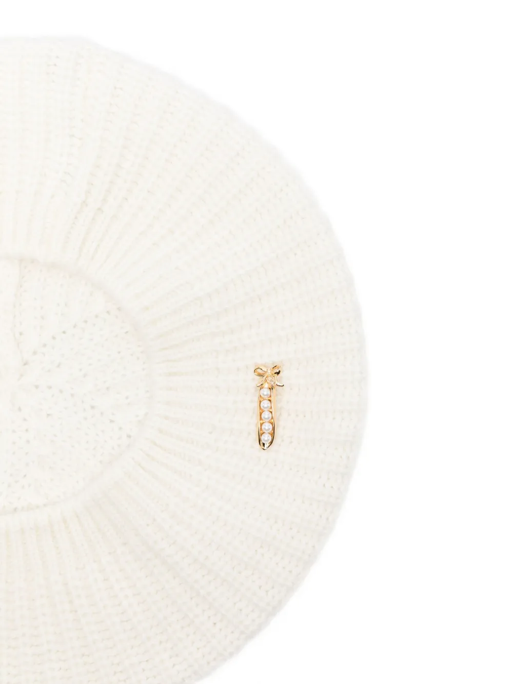 Vivetta Pearl-embellished Ribbed Beret In White