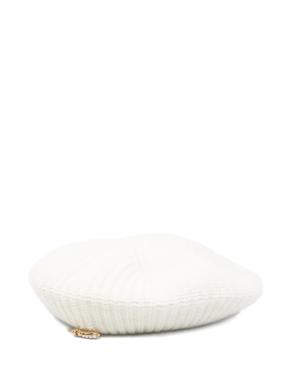 Vivetta Pearl-embellished Ribbed Beret In White