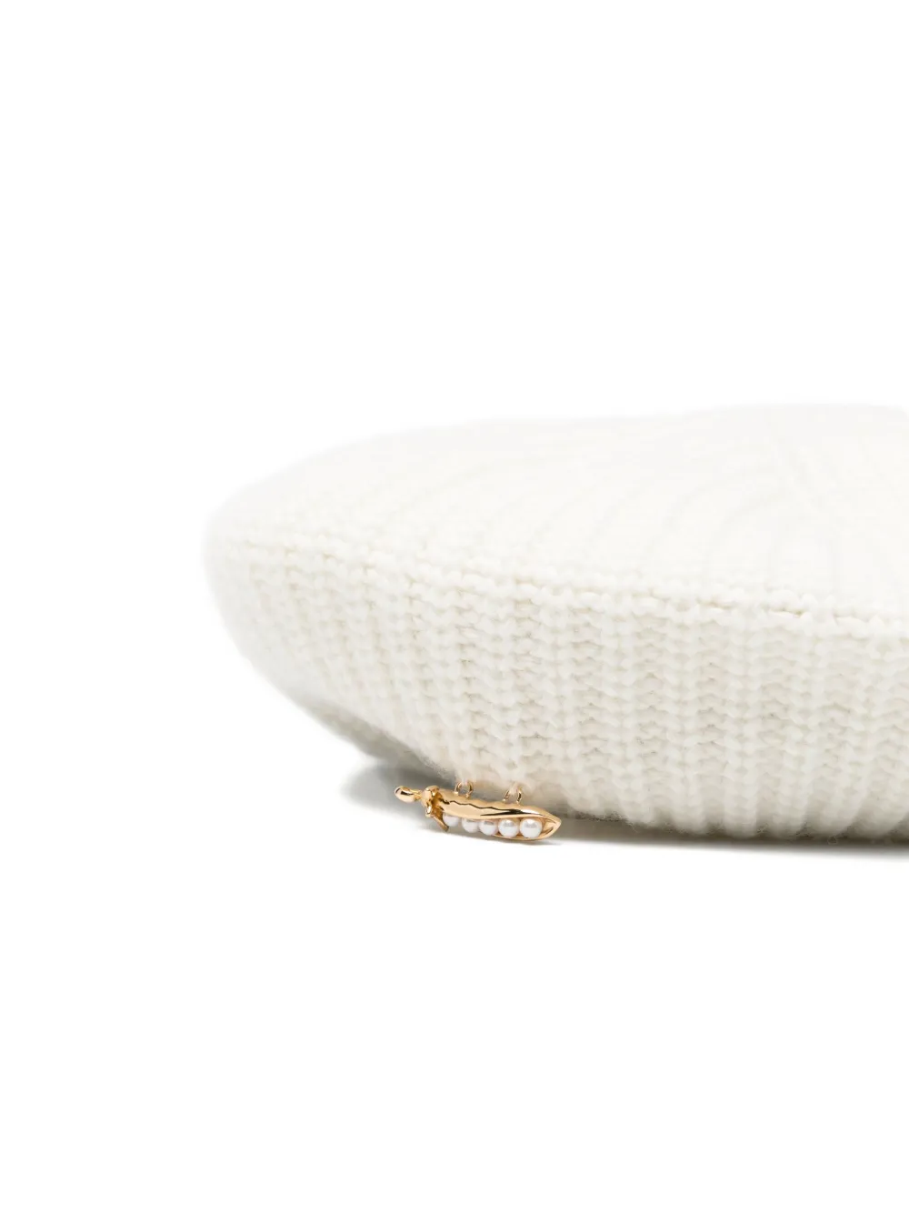 Vivetta pearl-embellished ribbed beret - Wit