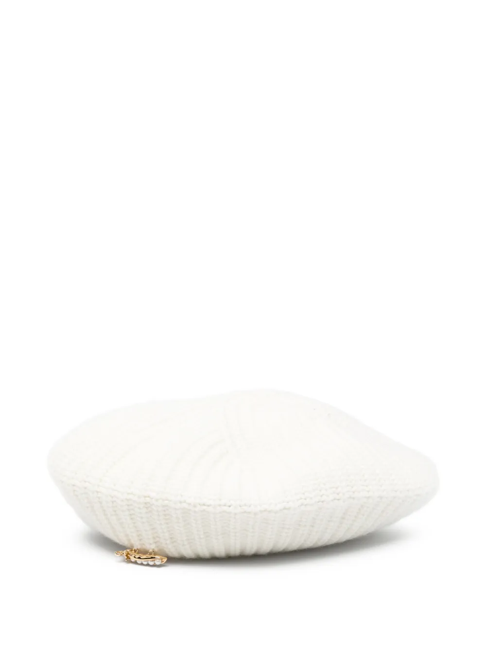 Vivetta pearl-embellished ribbed beret | White | Image 1