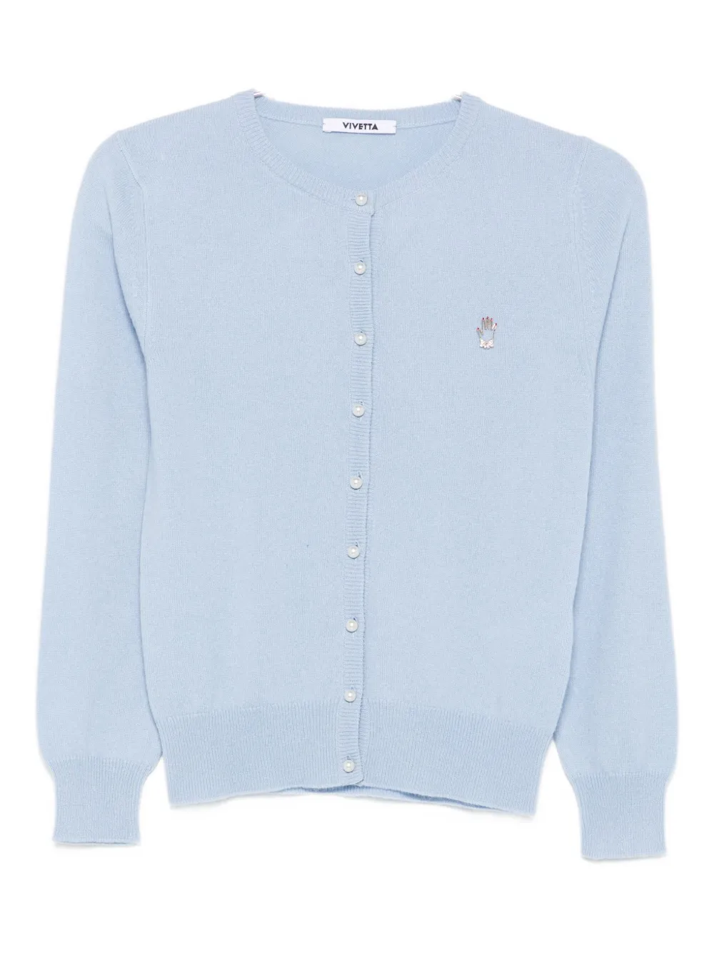 Vivetta Pearl-button Embellished Cardigan In Blue