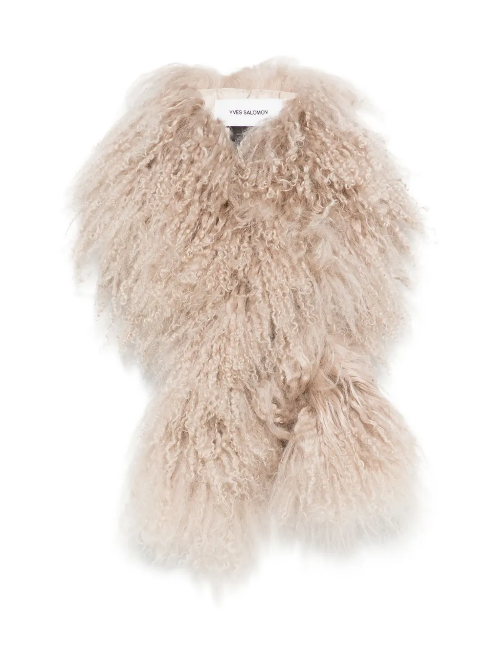 Yves Salomon Curly-fur Sheepskin Scarf In Neutral