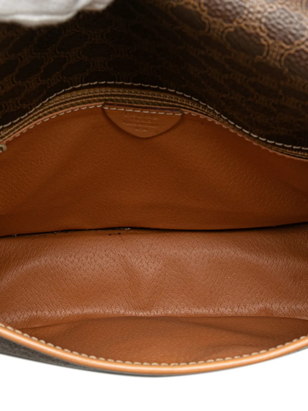 Pre-owned Celine 2014 Macadam Coated Canvas Crossbody Bag In Brown