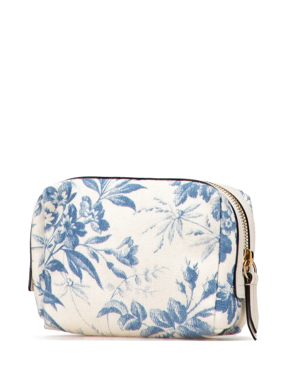 Pre-owned Gucci 2016-2025 Gg Marmont Canvas Herbarium Pouch In Blue