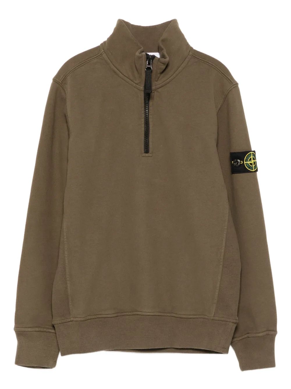 Stone Island Junior half-zip logo-patch sweatshirt | Green | Image 1