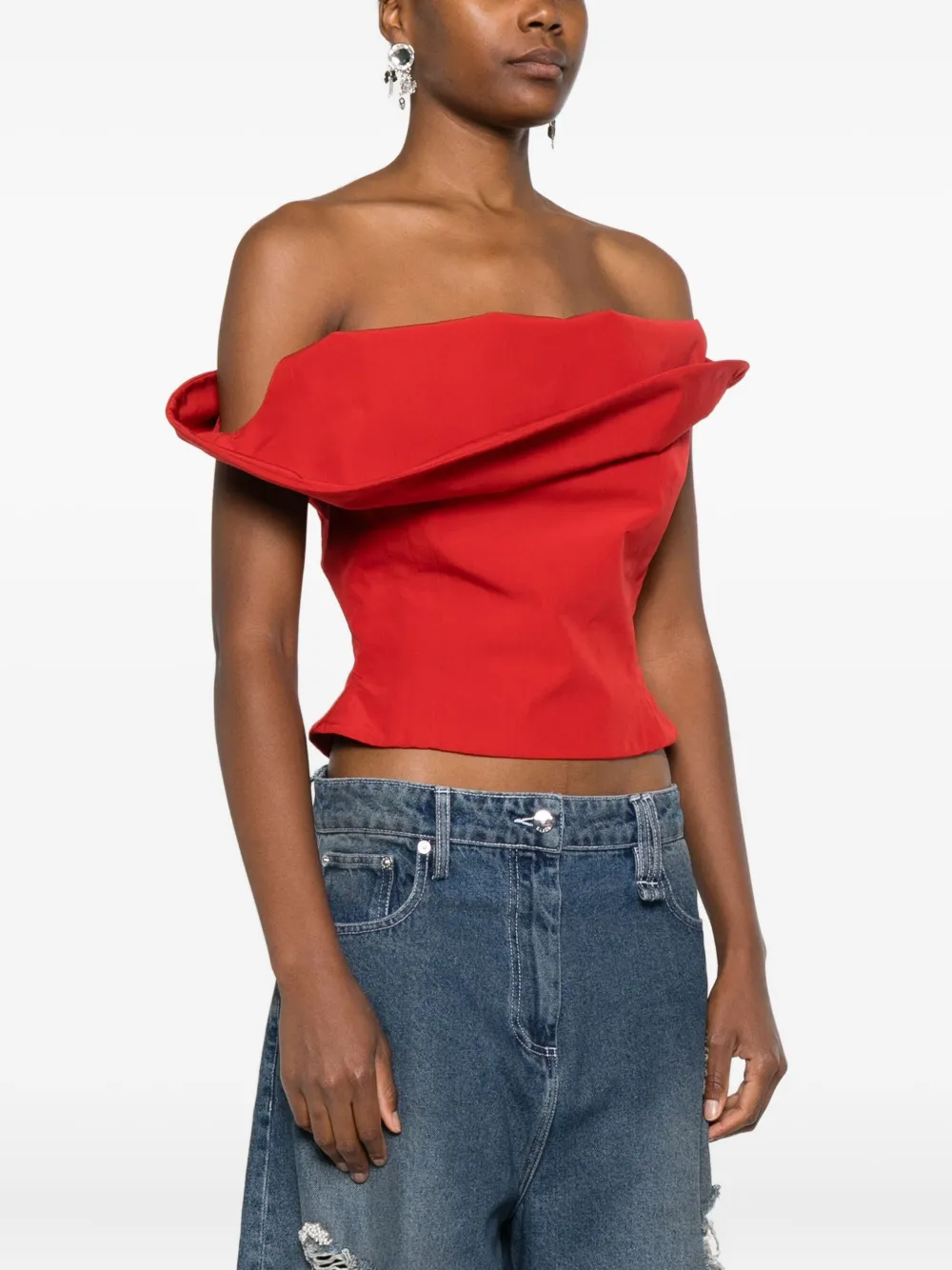 Magda Butrym Off-shoulder Asymmetric Top In Red