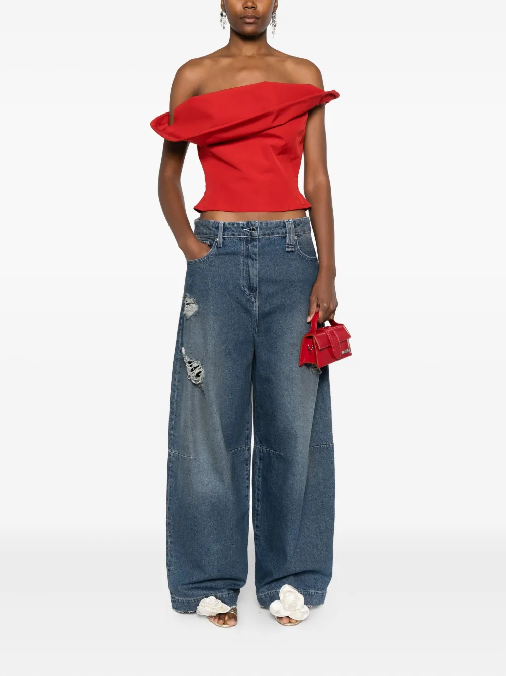 Magda Butrym off-shoulder asymmetric top - Rood