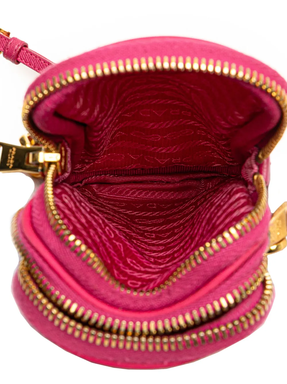 Pre-owned Prada 2000-2013 Tessuto Double Zip Phone Case Crossbody Bag In Pink