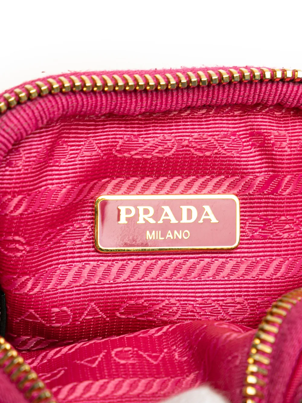 Pre-owned Prada 2000-2013 Tessuto Double Zip Phone Case Crossbody Bag In Pink