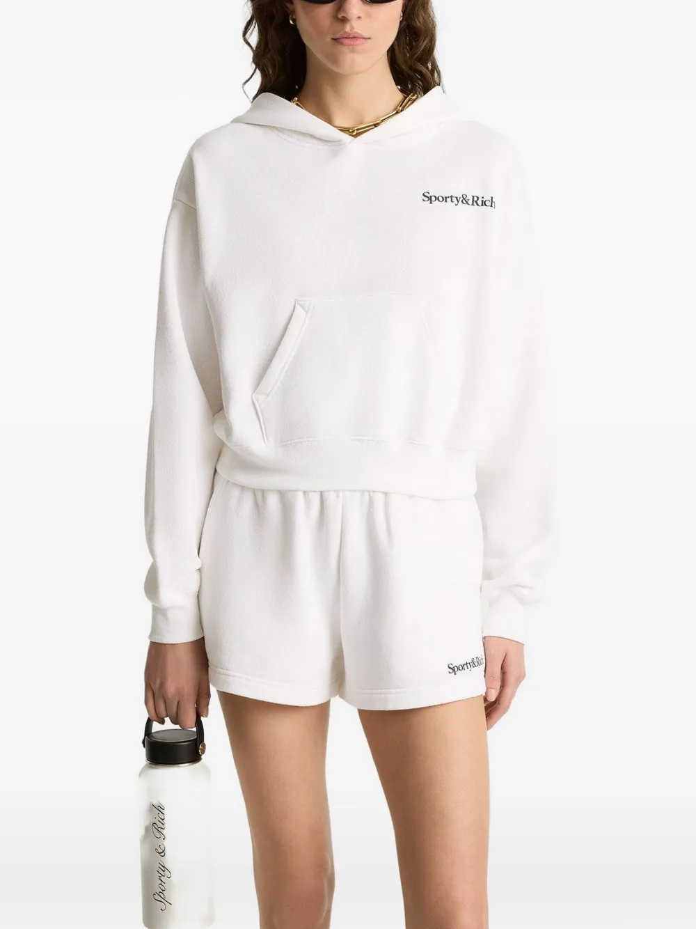 Sporty & Rich logo-print hoodie - Wit