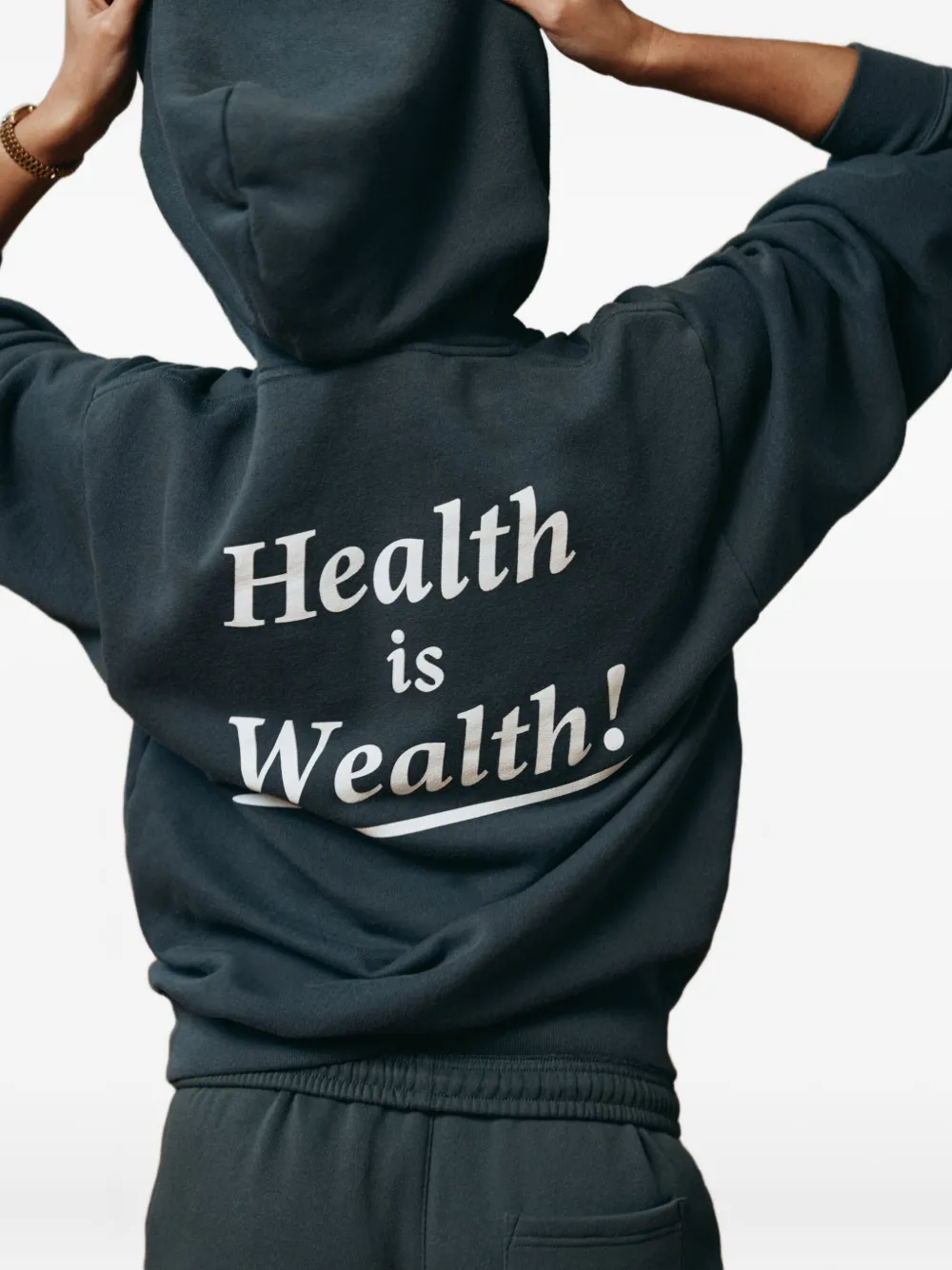 Sporty And Rich Printed Cotton-jersey Hoodie In Black