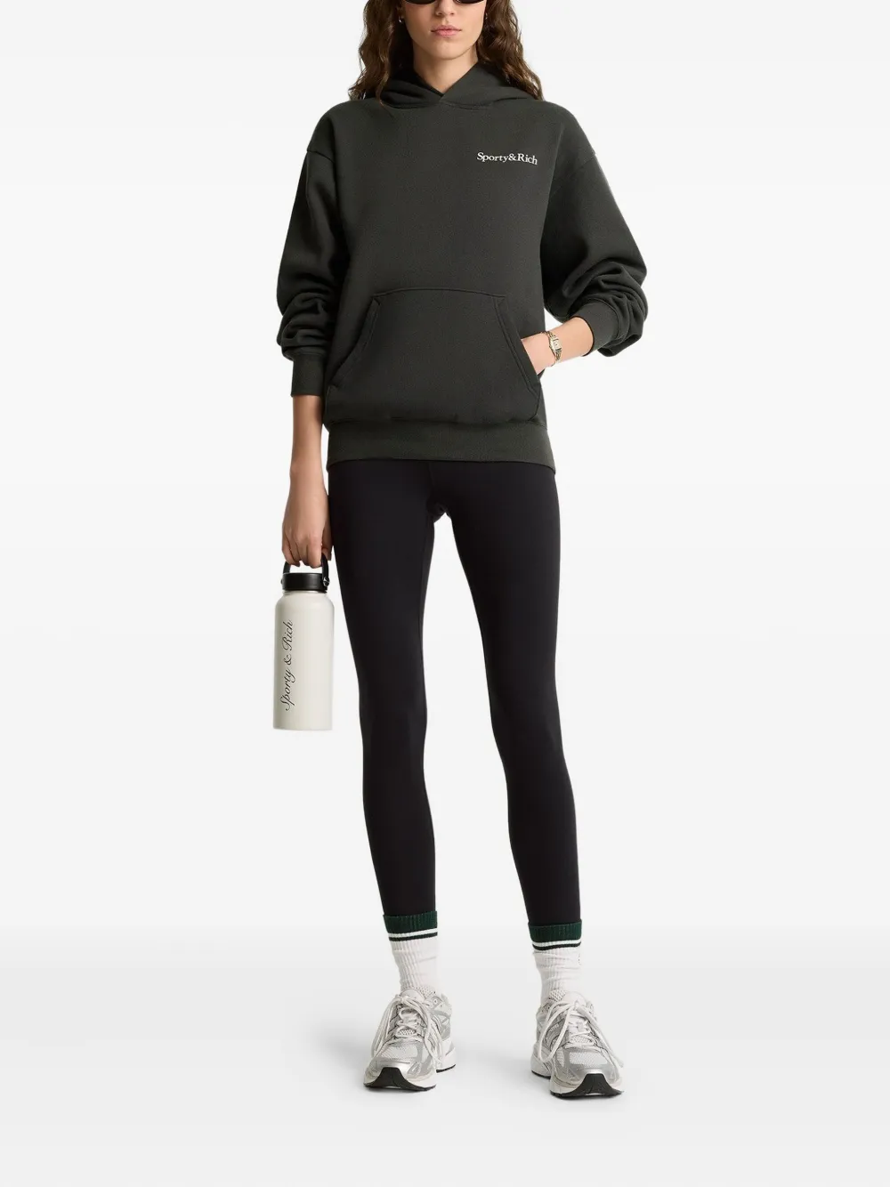 Sporty & Rich printed long-sleeve hoodie - Zwart