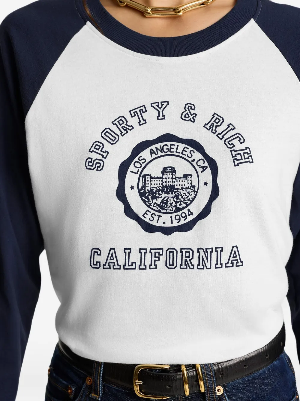 Sporty & Rich Katoenen top met vlakken Wit