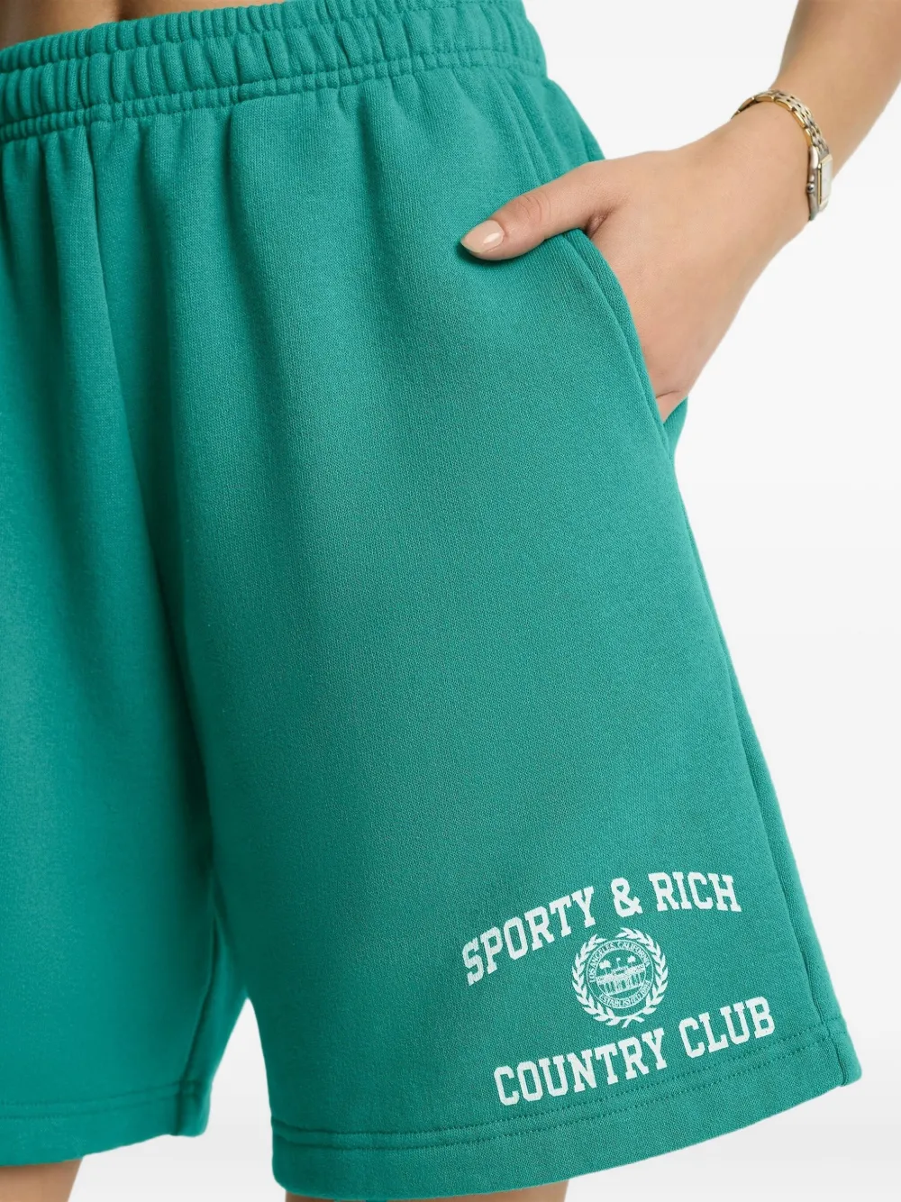Sporty & Rich Fleece shorts met geborduurd logo Groen