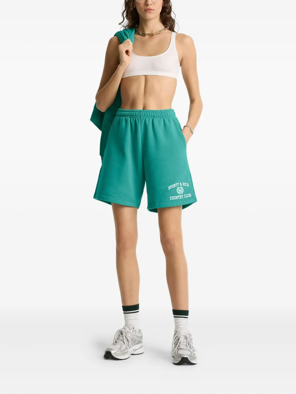 Sporty & Rich logo-embroidered fleece shorts | Short Shorts | Image 2