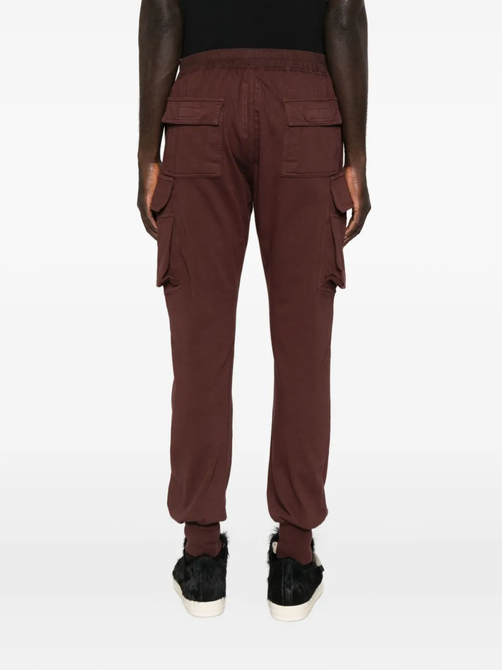 Rick Owens Drkshdw Cargo Pocket Drawstring Track Pants In Burgundy