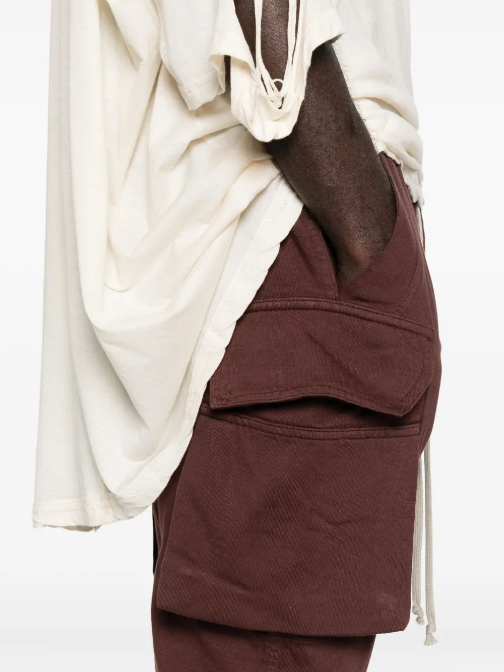 Rick Owens Drkshdw Cargo Pocket Drawstring Track Pants In Burgundy