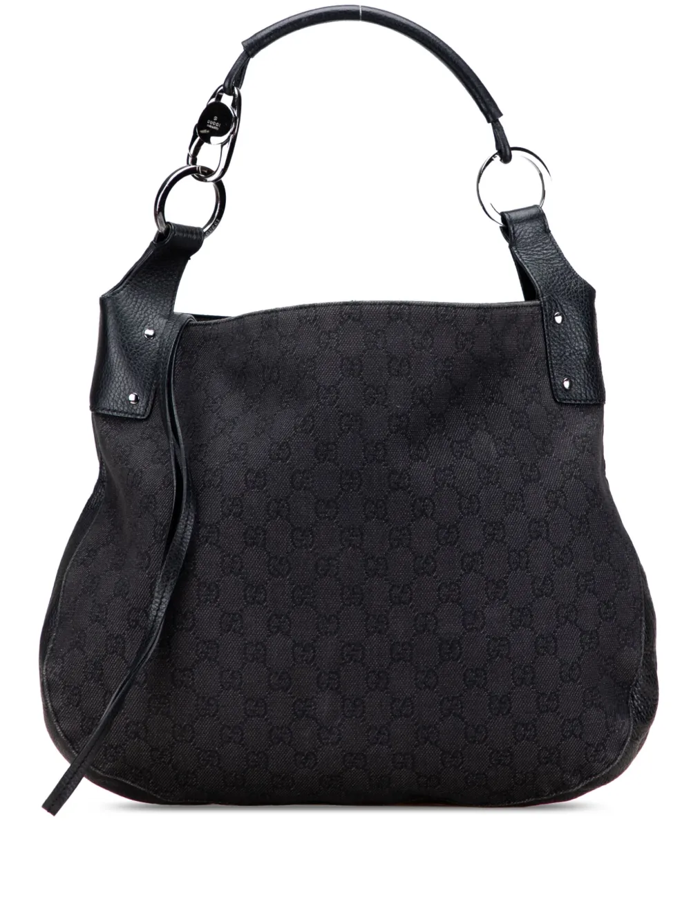 Gucci Pre-Owned 2016-2025 ラージ GGデニム ホーボーバッグ - ブラック Gucci Pre-Owned 2016-2025 ラージ GGデニム ホーボーバッグ - ブラック