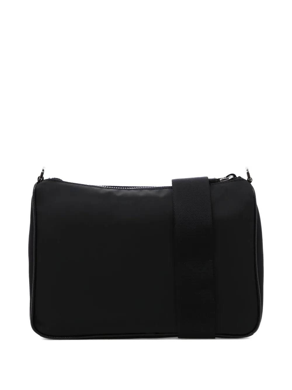 Prada Schoudertas met logoplakkaat - Zwart
