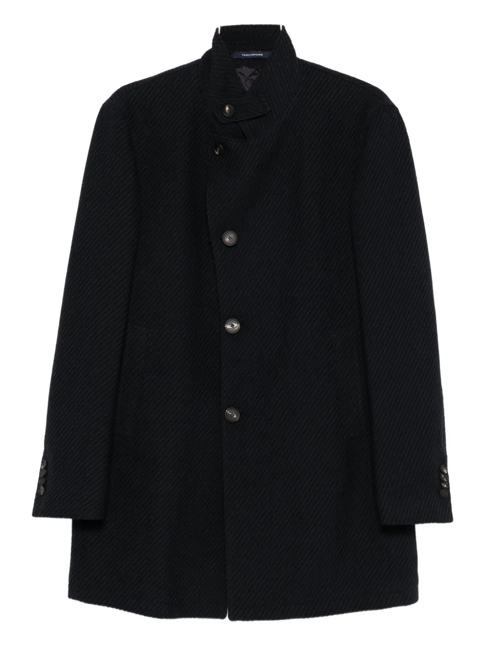 Tagliatore Gordon High-neck Buttoned Coat In Blue