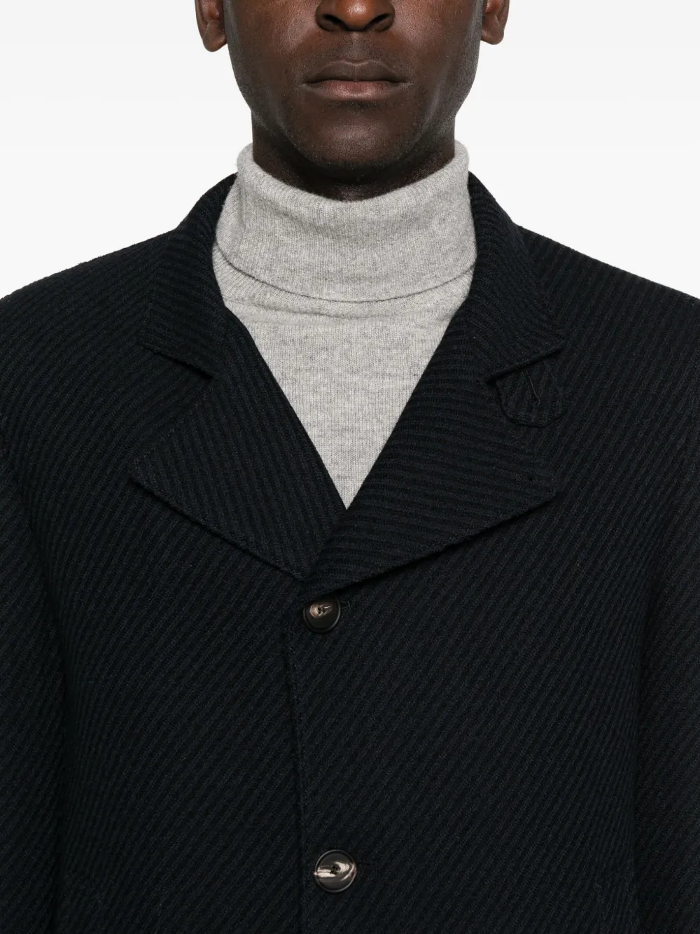 Tagliatore Gordon High-neck Buttoned Coat In Blue