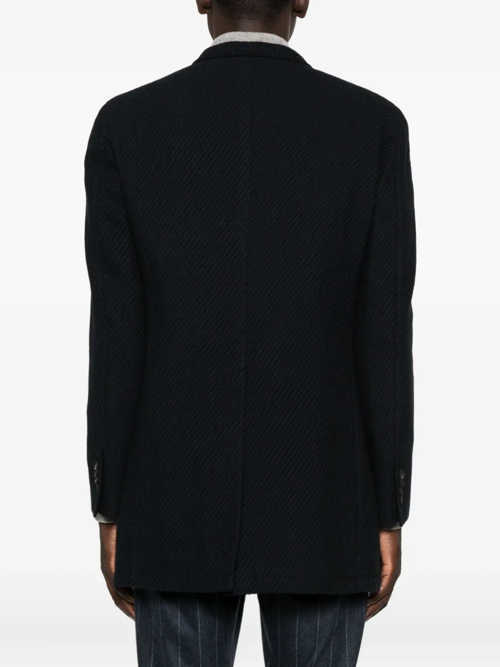 Tagliatore Gordon High-neck Buttoned Coat In Blue