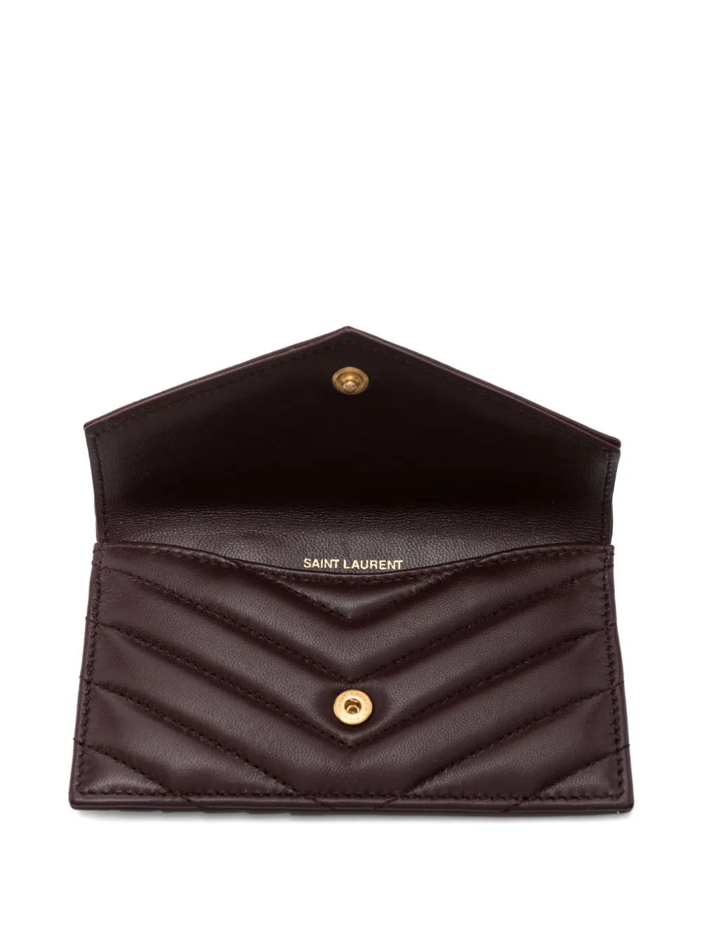 Saint Laurent Cassandre Quilted Logo Wallet In Brown