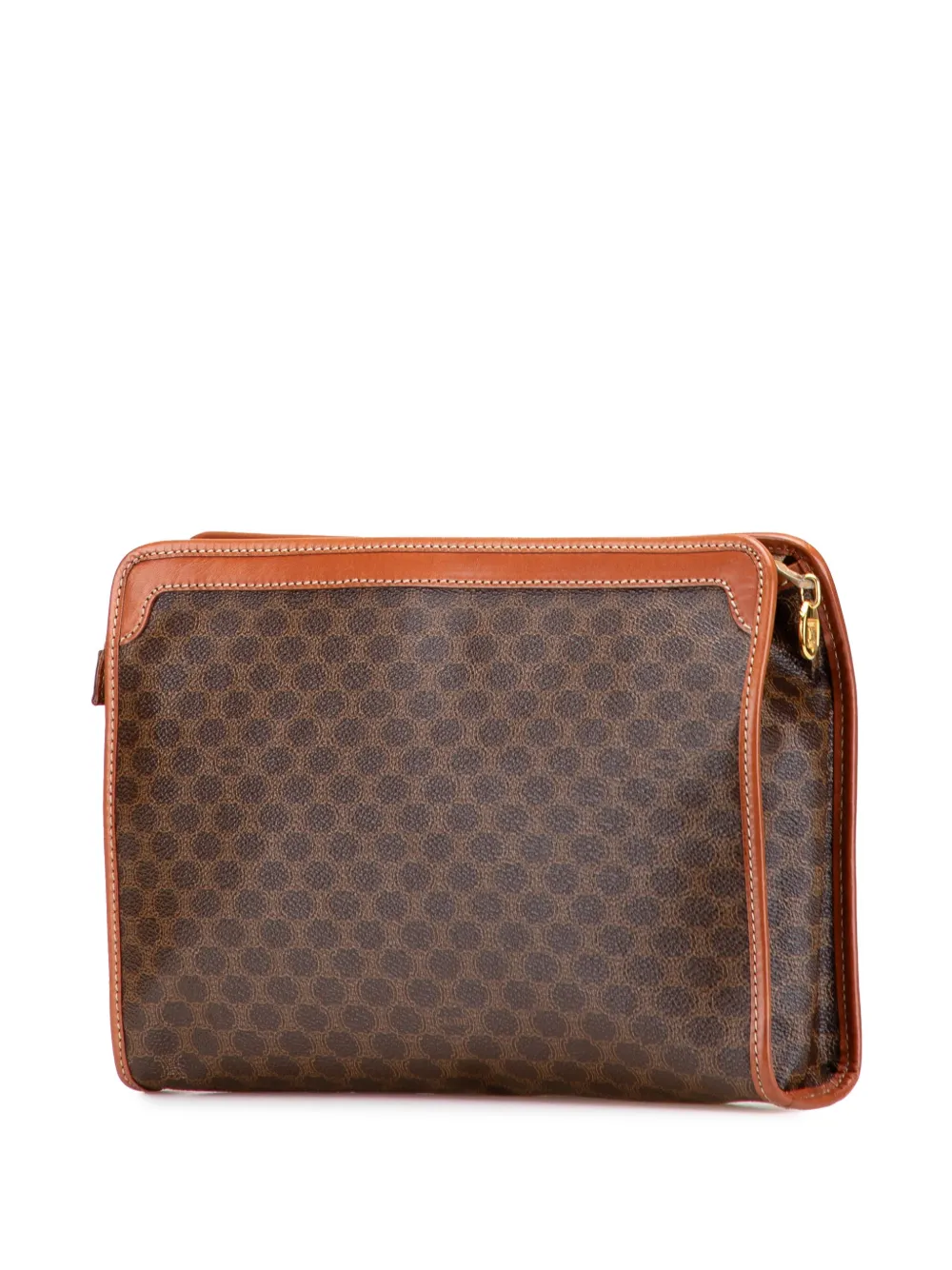 Pre-owned Celine 2006 Macadam Coated Canvas Clutch Bag In Brown