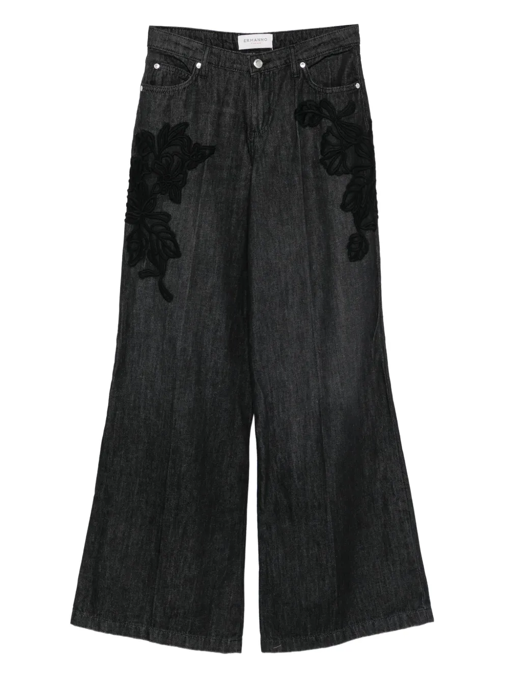ERMANNO FIRENZE  floral-embroidered jeans | Black | Image 1