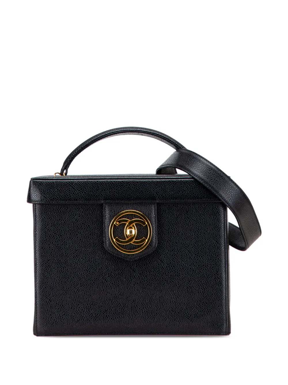 CHANEL Pre-Owned 1994-1996 キャビア ココマーク ターンロック バニティバッグ - ブラック CHANEL Pre-Owned 1994-1996 キャビア ココマーク ターンロック バニティバッグ - ブラック