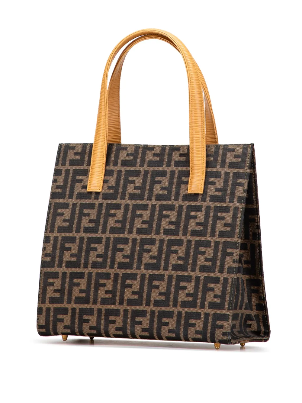 Pre-owned Fendi 20th Century Zucca Canvas Front Pocket Tote Satchel In Brown