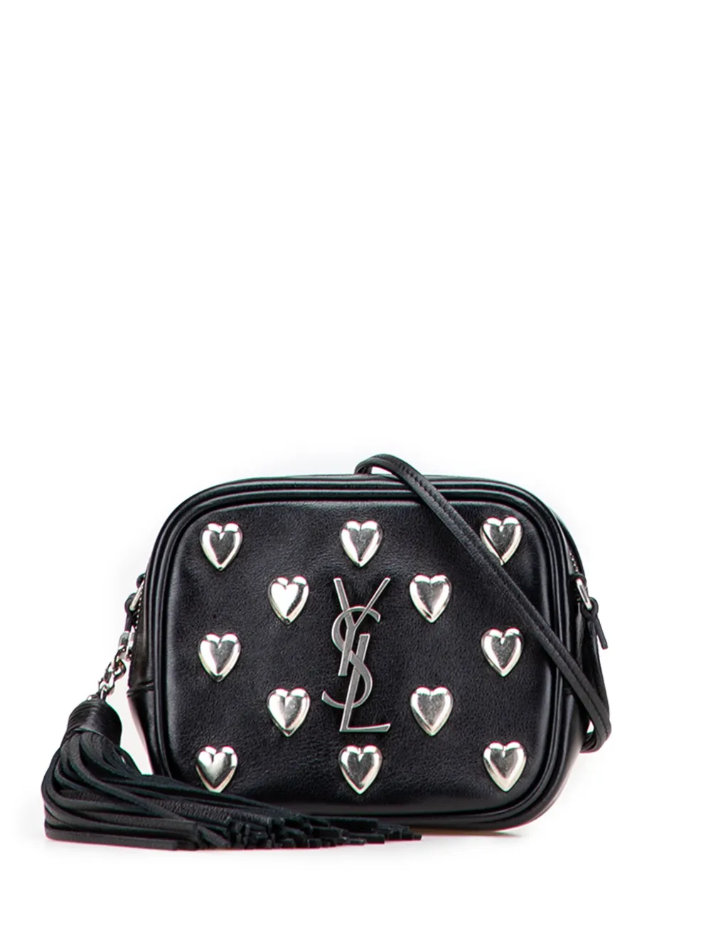 Saint Laurent Pre-Owned 2016 スタッズカーフスキン モノグラム ハート ブロガー ショルダーバッグ - ブラック Saint Laurent Pre-Owned 2016 スタッズカーフスキン モノグラム ハート ブロガー ショルダーバッグ - ブラック