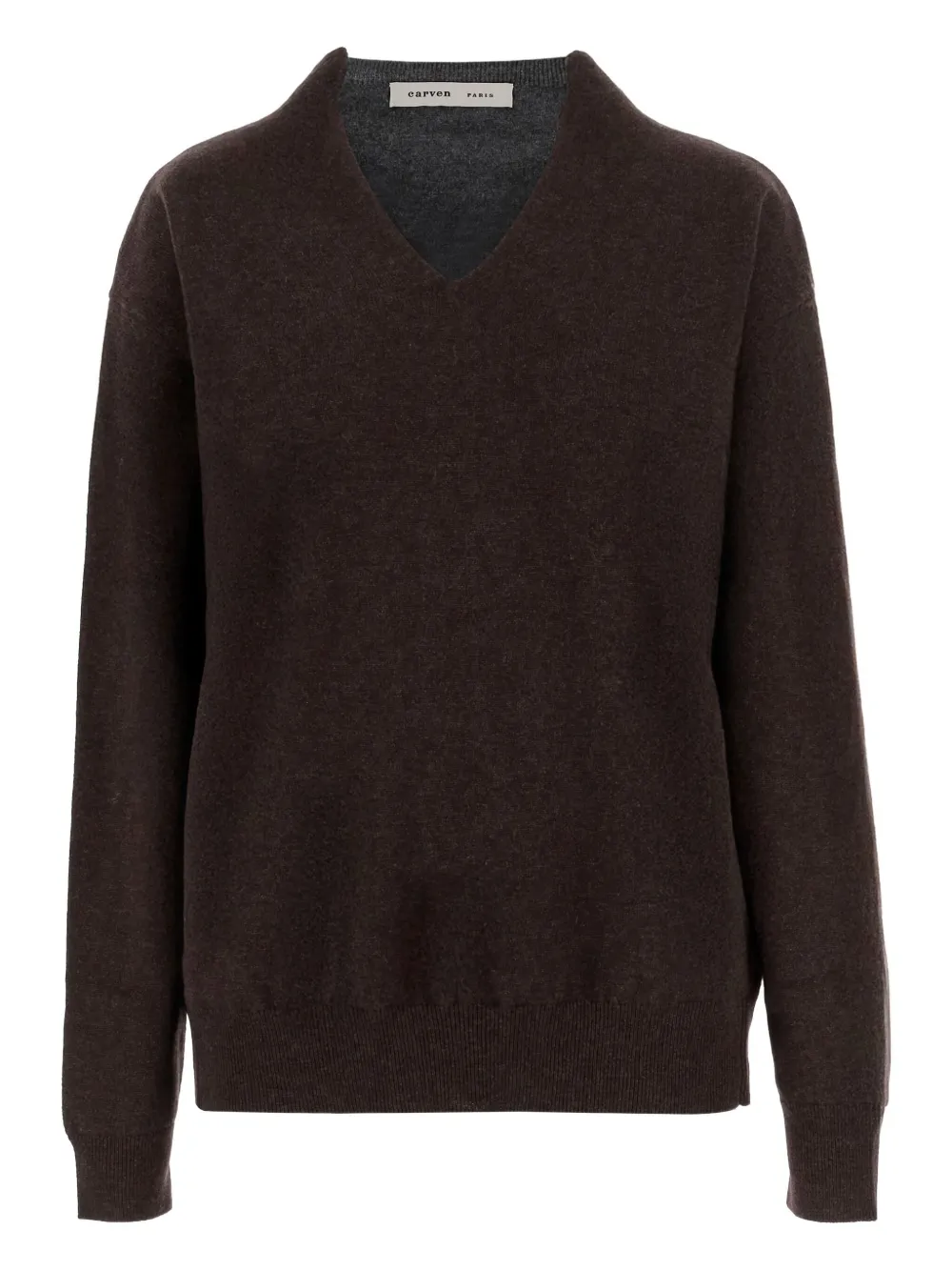 Carven V-neck Cashmere Sweater In Brown
